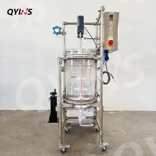 玻璃固相合成釜 過濾反應(yīng)釜 半自動進出料夾套全包50L